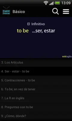 Videocurso de inglés para hispanohablantes android App screenshot 1